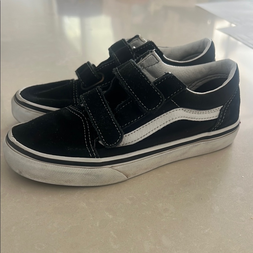 Kids Vans - Black and White Velcro Sneakers